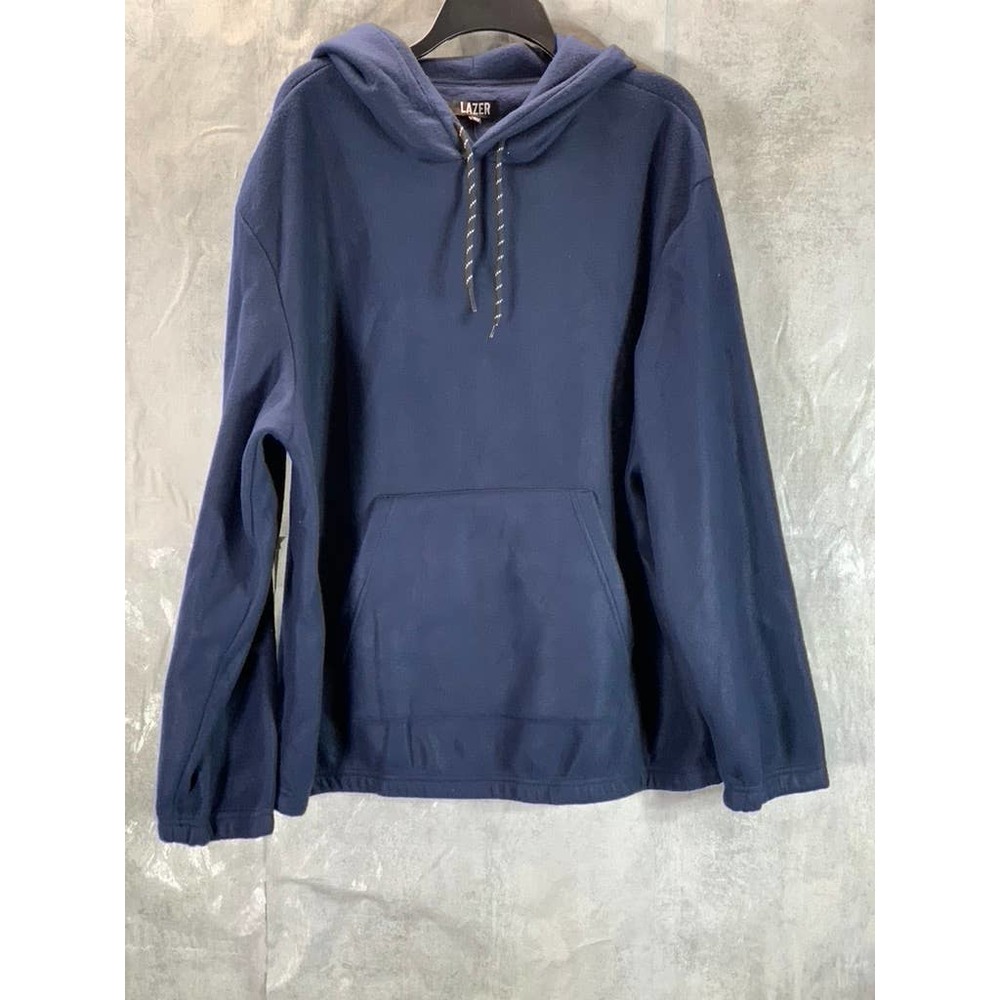 Lazer Men's Navy Polar Fleece Drawstring Pullover Hooded Sweatshirt SZ XL